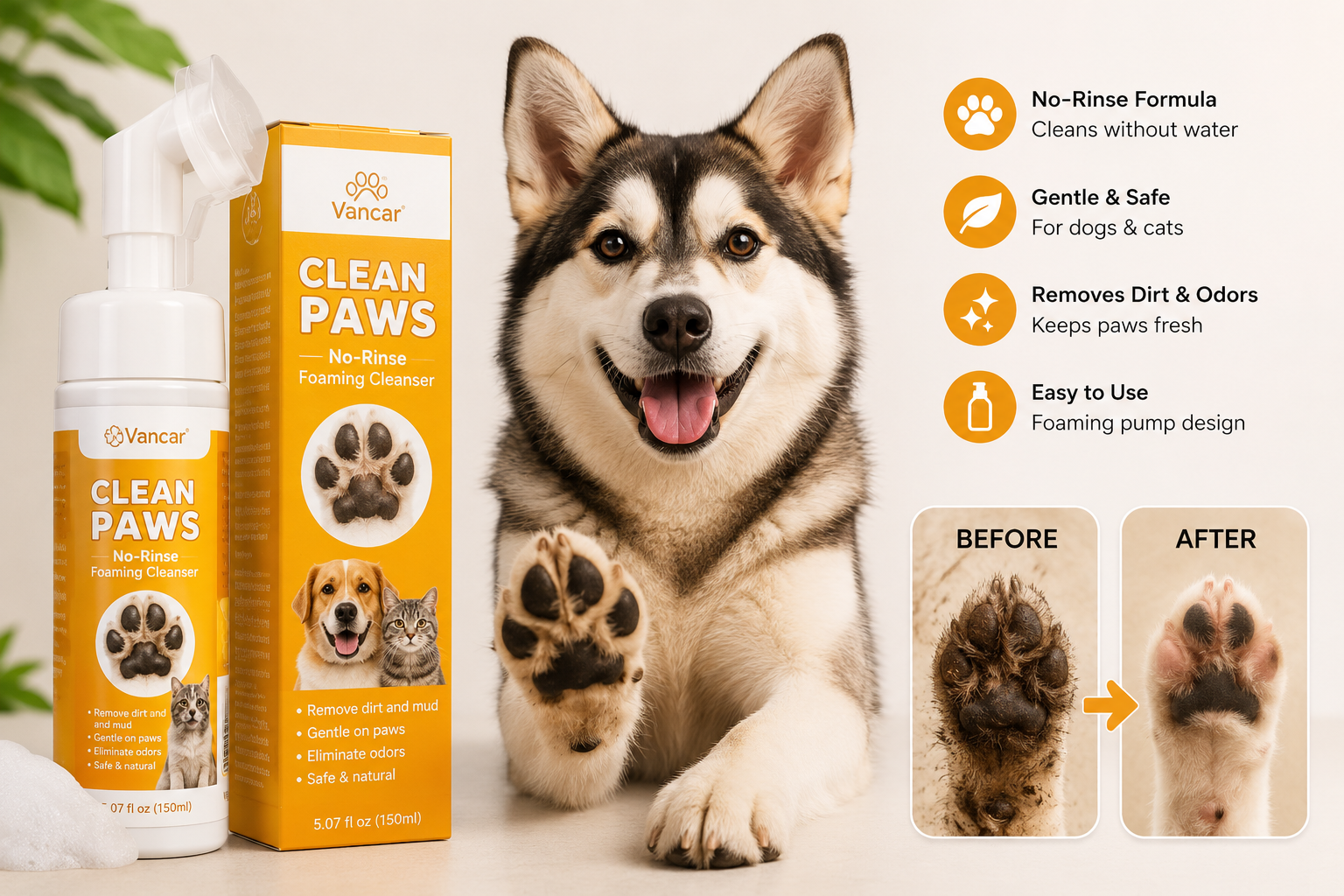Vancar™ Clean Paws | Foaming Paw Cleaner for Dogs & Cats